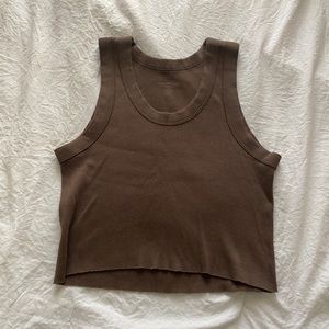 brandy melville cropped brown tank top